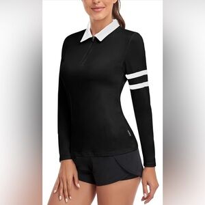 Women’s Long Sleeve Golf Polo | Quarter Zip | UV Protection | Size XXL